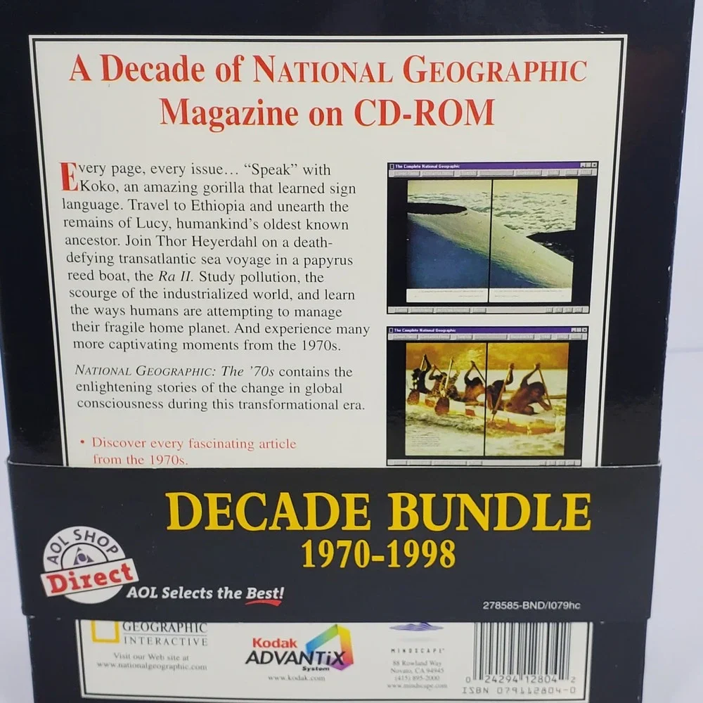 National Geographic Decade Bundle 1970-1998 CD-ROM Windows Mac Vintage Software